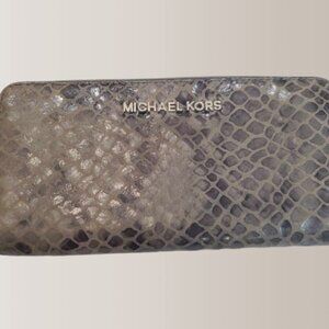 Michael Kors Python embossed Bedford Continental Zip Around Wallet